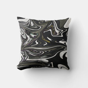 Coussin Meilleur art abstrait noir et blanc, peinture abst