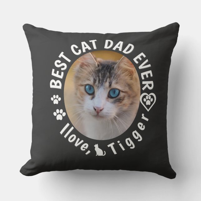Coussin Meilleur Chat Papa Jamais une photo personnalisée  (Recto)