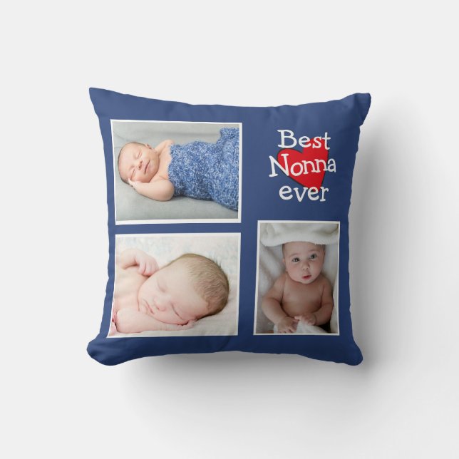 Coussin Meilleur Collage photo de Nonna Ever (Recto)