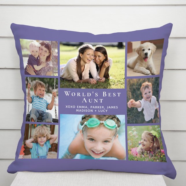 Coussin Meilleur Collage photo de tante violet (Créateur téléchargé)