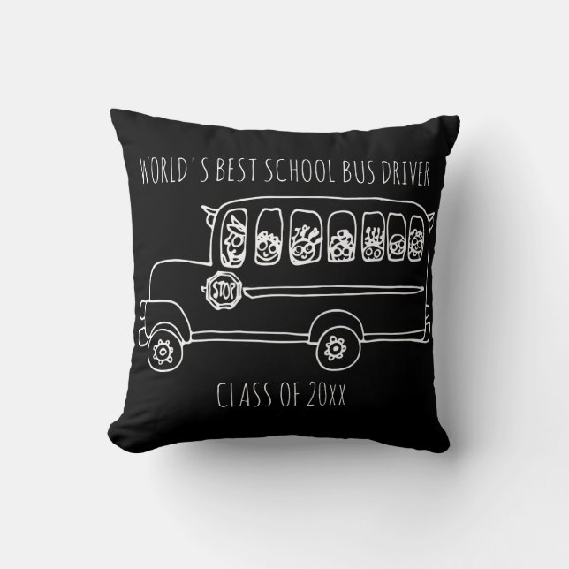 Coussin Meilleur conducteur de bus scolaire au monde en bl (Recto)
