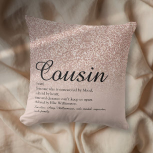 Coussin Meilleur Cousin Définition Rose Gold Paillettes