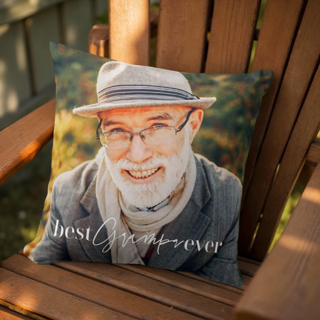 Coussin Meilleur Grampa Ever Moderne Simple Photo Élégante (Créateur téléchargé)
