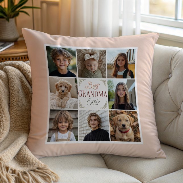Coussin Meilleur Grand-Mère Ever 8 Collage Photo Jeter Ore (Créateur téléchargé)