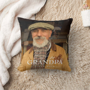 Coussin Meilleur Grand-Père Depuis 20XX Simple Photo Éléga