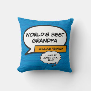 Coussin Meilleur Grand-Père Grand-Papa Drôle Bleu