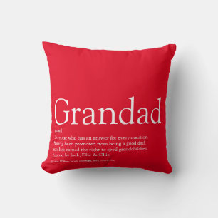 Coussin Meilleur Grand-Père Grand-Père Définition Rouge