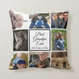 Coussin Meilleur grand-père jamais photo collage texte pe