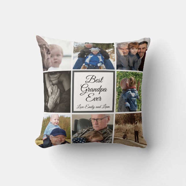 Coussin Meilleur grand-père jamais photo collage texte per (Recto)