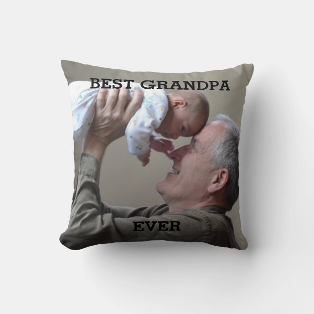 Coussin Meilleur Grand-Père Jamais Photo Personnalisée Cré (Recto)