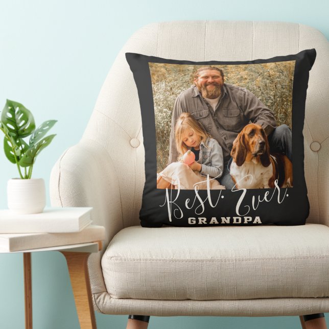 Coussin MEILLEUR GRANDPA JAMAIS Fête des pères photo perso (Créateur téléchargé)