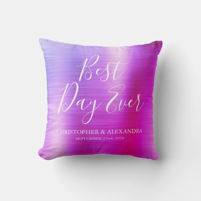 Coussin Meilleur jour jamais Rose rose violet Mariage  (Recto)