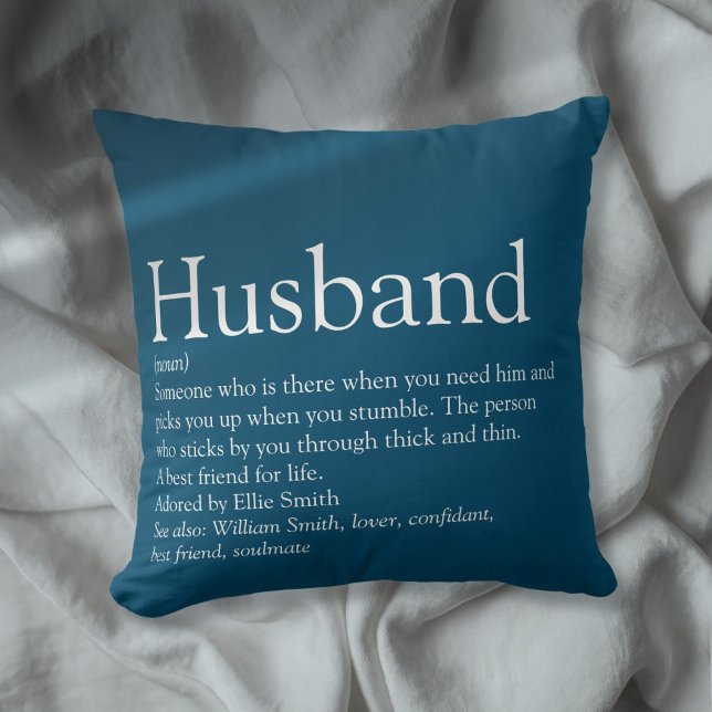 Coussin Meilleur Mari de Tous les Temps Définition Bleu Am (World's Best Ever Husband Definition Blue Fun Throw Pillow)
