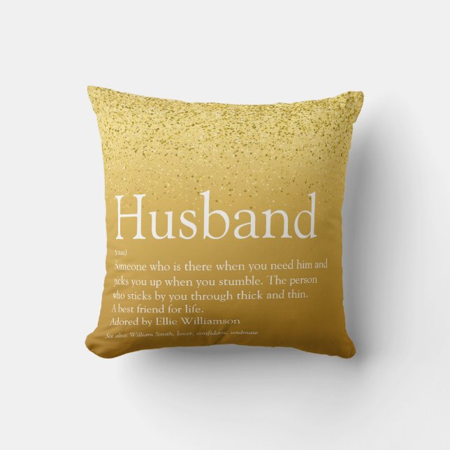 Coussin Meilleur Mari de Tous les Temps Définition Paillet (Recto)