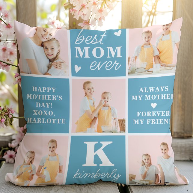 Coussin Meilleur MOM Ever Custom 7 Photo Collage Fête des  (Créateur téléchargé)