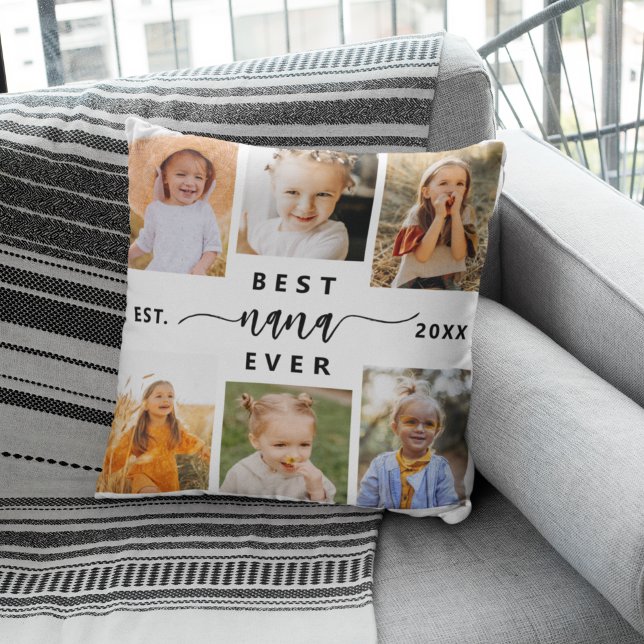 Coussin Meilleur NaNa jamais - Collage photo pour petits e (Créateur téléchargé)