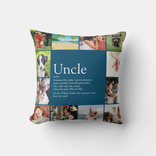 Coussin Meilleur Oncle Cool moderne amusant Collage photo (Recto)