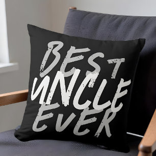 Coussin Meilleur Oncle Moderne Blanc et Gris Grunge