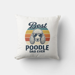 Coussin Meilleur Papa Caniche Vintage T-shirt de chien gra