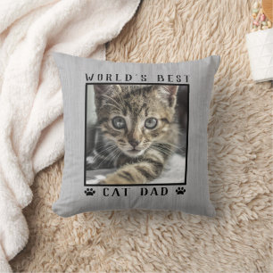 Coussin Meilleur Papa Chat du Monde Empreintes de Patte Ph