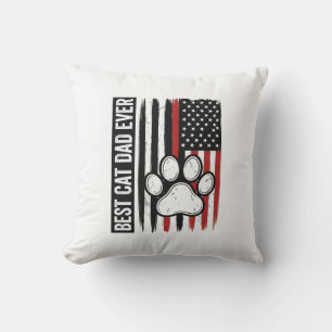 Coussin Meilleur papa chat patriote Design de drapeau de p