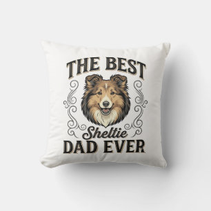 Coussin Meilleur papa de Sheltie vintage pour amateur de c