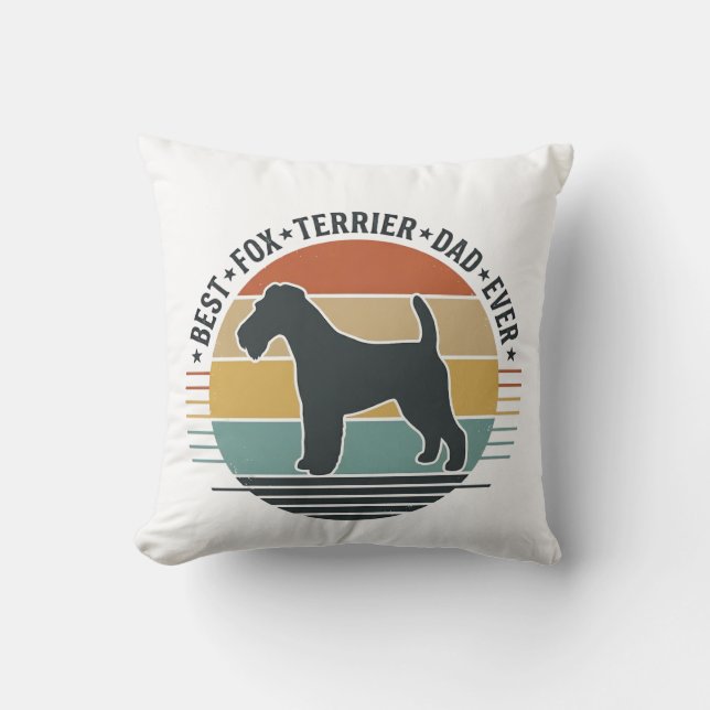 Coussin Meilleur Papa Fox Terrier Vintage T-Shirt Chien_1 (Recto)