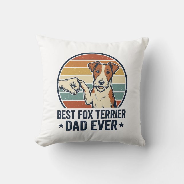 Coussin Meilleur Papa Fox Terrier Vintage T-Shirt pour Amo (Recto)