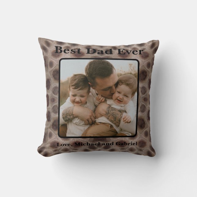 Coussin Meilleur papa Jamais Petoskey Stone Michigan Grand (Recto)
