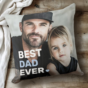 Coussin Meilleur papa jamais photo coeur fête des pères 2 