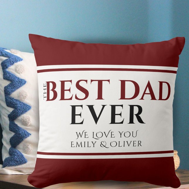 Coussin Meilleur papa Jamais Red Stripe Père's Day Keepsak (Créateur téléchargé)