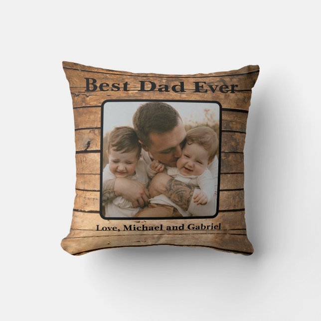 Coussin Meilleur papa jamais Russe en détresse Barn Wood m (Recto)