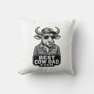 Coussin Meilleur papa vache jamais design de gravure vinta