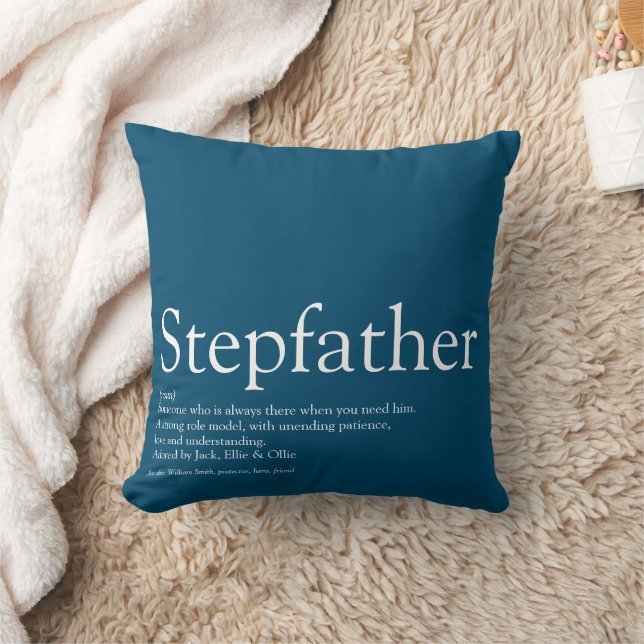 Coussin Meilleur Parrain, Stepdad Définition Bleu Amusant (Couverture)