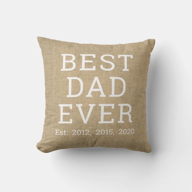 Coussin Meilleur père jamais Fête des pères de lin beige (Recto)