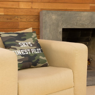 Coussin Meilleur pilote du ciel, camouflage, aviation, min