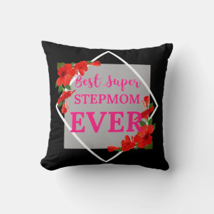 Coussin Meilleur texte rose jamais super Stepmere avec des