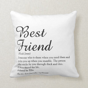 Coussin Meilleure amie Définition BFF Écriture noir et bla