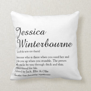 Coussin Meilleure amie Définition BFF Noir et Blanc