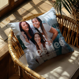 Coussin Meilleure amie Typographie tendance 2 Photo souven