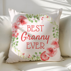 Coussin Meilleure aquarelle Granny Ever Fleur Wreath