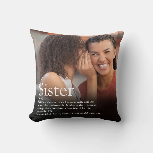 Coussin Meilleure définition de soeur au monde Photo moder (Recto)