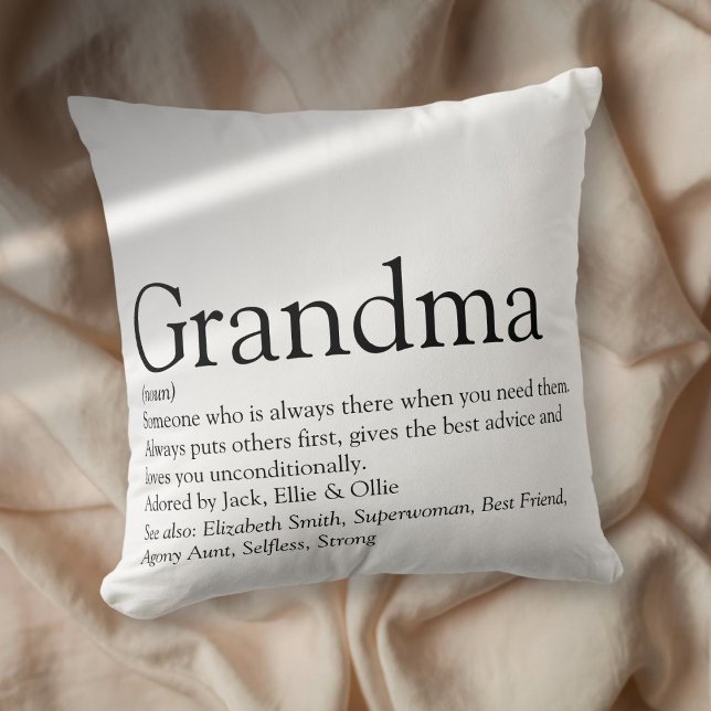 Coussin Meilleure Grand-mère du Monde, Définition de Grand (World's Best Ever Grandma, Grandmother Definition Throw Pillow)