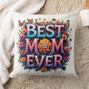 Coussin Meilleure Maman Citer Des Papillons Fleurs Colorée