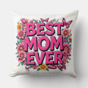 Coussin Meilleure Maman Citer Des Papillons Fleurs Roses