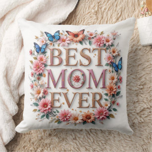 Coussin Meilleure maman Citer jamais des papillons et des