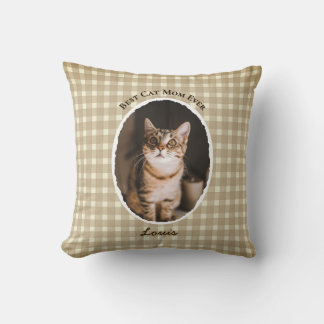 Coussin Meilleure Maman de Chat Personnalisé Drôle Mignon 