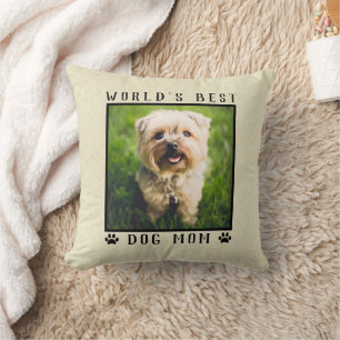 Coussin Meilleure Maman de Chien au Monde Empreintes de Pa