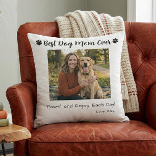 Coussin Meilleure Maman de Chien Pattes Photo d'Animal Bla