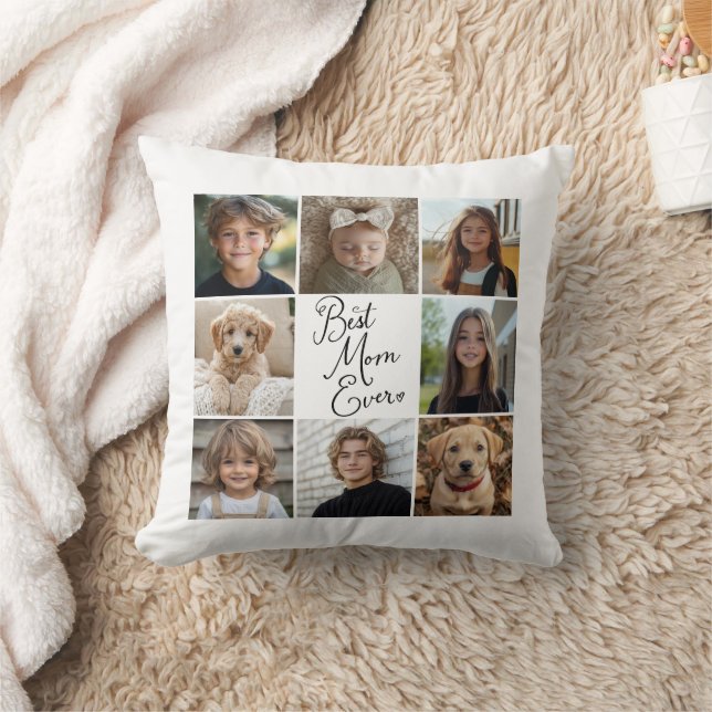 Coussin Meilleure Maman Ever 8 Photo Collage Jeter Oreille (Couverture)